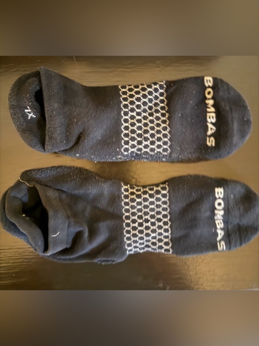 Bombas Black Low-Cut Athletic Socks with White Pattern L/XL